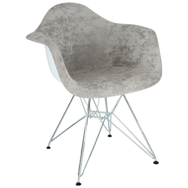 Kd Americana 31 x 24.25 x 25 in. Willow Velvet Eiffel Metal Base Accent Chair, Cloudy Grey KD3033086
